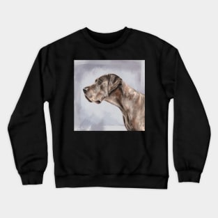 Painting of a Brown Great Dane on a Bright Lilac Background Crewneck Sweatshirt